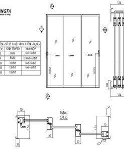 Các Thông Số Kỹ Thuật Cửa Đi Mở Trượt 3 Cánh Nhôm Xingfa