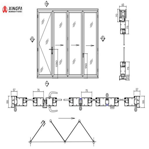 Thông Số Kỹ Thuật Cửa Đi Xếp Trượt 4 Cánh Nhôm Xingfa Cao Cấp