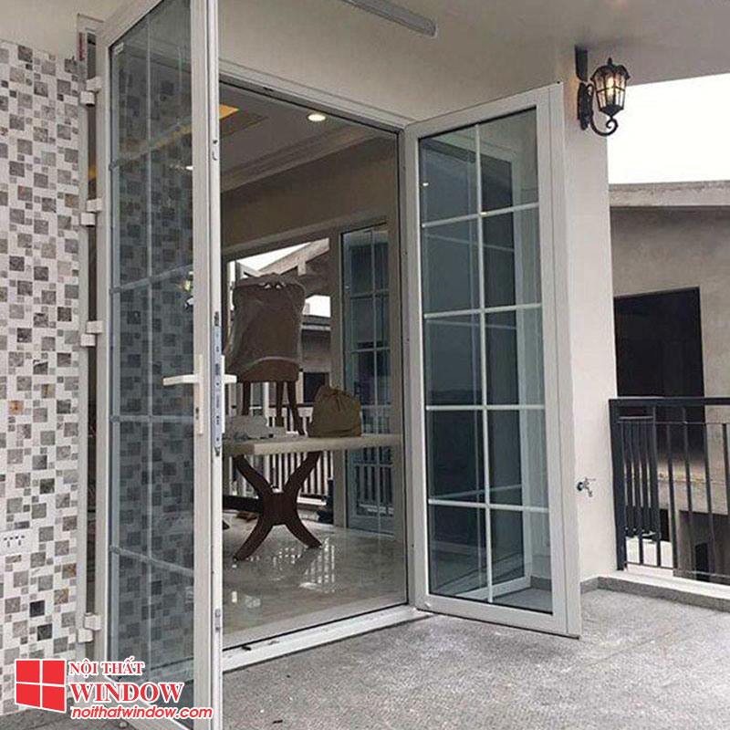Mẫu cửa nhôm xingfa 2 cánh mở quay